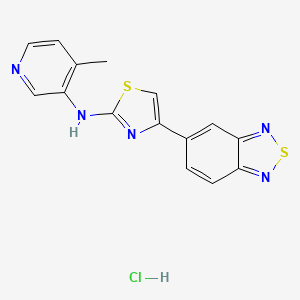 molecular formula C15H12ClN5S2 B2961056 4-(benzo[c][1,2,5]thiadiazol-5-yl)-N-(4-methylpyridin-3-yl)thiazol-2-amine hydrochloride CAS No. 2034473-34-0