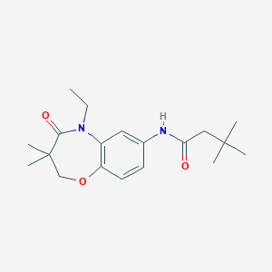 molecular formula C19H28N2O3 B2961104 N-(5-ethyl-3,3-dimethyl-4-oxo-2,3,4,5-tetrahydro-1,5-benzoxazepin-7-yl)-3,3-dimethylbutanamide CAS No. 921863-10-7