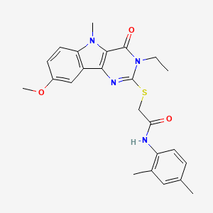 molecular formula C24H26N4O3S B2961119 N-(2,4-dimethylphenyl)-2-({3-ethyl-8-methoxy-5-methyl-4-oxo-3H,4H,5H-pyrimido[5,4-b]indol-2-yl}sulfanyl)acetamide CAS No. 1112399-74-2