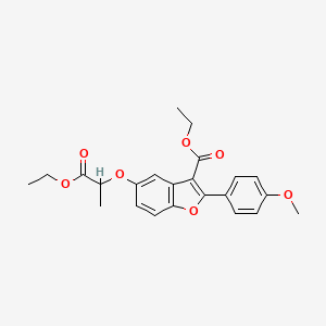 molecular formula C23H24O7 B2961121 Ethyl 5-((1-ethoxy-1-oxopropan-2-yl)oxy)-2-(4-methoxyphenyl)benzofuran-3-carboxylate CAS No. 384363-79-5