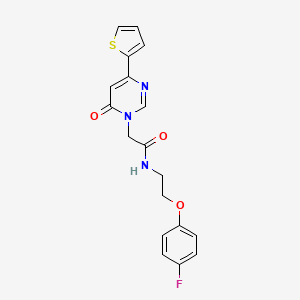 molecular formula C18H16FN3O3S B2961144 N-(2-(4-fluorophenoxy)ethyl)-2-(6-oxo-4-(thiophen-2-yl)pyrimidin-1(6H)-yl)acetamide CAS No. 1251577-10-2