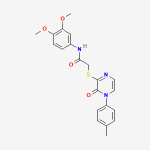 molecular formula C21H21N3O4S B2961172 N-(3,4-dimethoxyphenyl)-2-{[4-(4-methylphenyl)-3-oxo-3,4-dihydropyrazin-2-yl]sulfanyl}acetamide CAS No. 941935-43-9