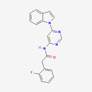 molecular formula C20H15FN4O B2961174 2-(2-fluorophenyl)-N-[6-(1H-indol-1-yl)pyrimidin-4-yl]acetamide CAS No. 1428378-55-5
