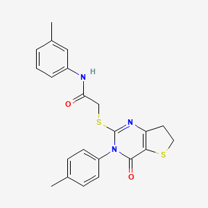 molecular formula C22H21N3O2S2 B2961213 N-(3-methylphenyl)-2-{[3-(4-methylphenyl)-4-oxo-3H,4H,6H,7H-thieno[3,2-d]pyrimidin-2-yl]sulfanyl}acetamide CAS No. 686771-36-8