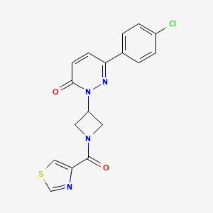 molecular formula C17H13ClN4O2S B2961285 6-(4-Chlorophenyl)-2-[1-(1,3-thiazole-4-carbonyl)azetidin-3-yl]-2,3-dihydropyridazin-3-one CAS No. 2380079-99-0