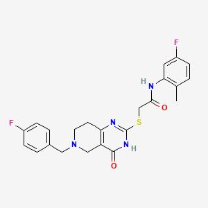 molecular formula C23H22F2N4O2S B2961298 N-(5-fluoro-2-methylphenyl)-2-({6-[(4-fluorophenyl)methyl]-4-oxo-3H,4H,5H,6H,7H,8H-pyrido[4,3-d]pyrimidin-2-yl}sulfanyl)acetamide CAS No. 946238-03-5