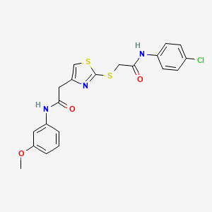 molecular formula C20H18ClN3O3S2 B2961300 N-(4-chlorophenyl)-2-((4-(2-((3-methoxyphenyl)amino)-2-oxoethyl)thiazol-2-yl)thio)acetamide CAS No. 954075-91-3