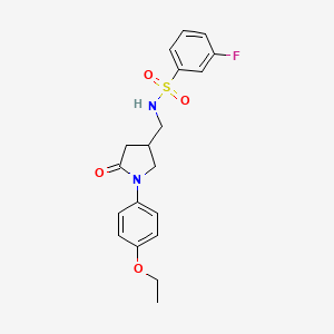 molecular formula C19H21FN2O4S B2961302 N-((1-(4-ethoxyphenyl)-5-oxopyrrolidin-3-yl)methyl)-3-fluorobenzenesulfonamide CAS No. 955255-29-5