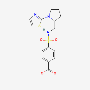 molecular formula C16H19N3O4S2 B2961325 methyl 4-({[1-(1,3-thiazol-2-yl)pyrrolidin-2-yl]methyl}sulfamoyl)benzoate CAS No. 1705052-11-4