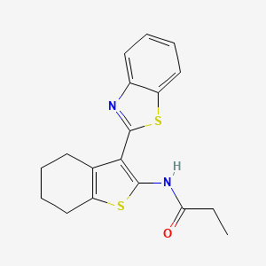 molecular formula C18H18N2OS2 B2961328 N-[3-(1,3-benzothiazol-2-yl)-4,5,6,7-tetrahydro-1-benzothiophen-2-yl]propanamide CAS No. 325988-32-7