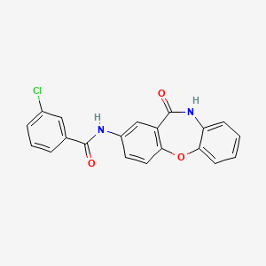 molecular formula C20H13ClN2O3 B2961329 3-chloro-N-(11-oxo-10,11-dihydrodibenzo[b,f][1,4]oxazepin-2-yl)benzamide CAS No. 922030-30-6