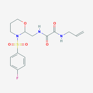 molecular formula C16H20FN3O5S B2961332 N1-allyl-N2-((3-((4-fluorophenyl)sulfonyl)-1,3-oxazinan-2-yl)methyl)oxalamide CAS No. 872986-61-3