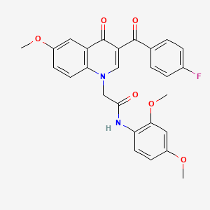 molecular formula C27H23FN2O6 B2961343 N-(2,4-dimethoxyphenyl)-2-[3-(4-fluorobenzoyl)-6-methoxy-4-oxo-1,4-dihydroquinolin-1-yl]acetamide CAS No. 866342-97-4