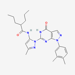 molecular formula C25H31N7O2 B2961381 N-(1-(1-(3,4-dimethylphenyl)-4-oxo-4,5-dihydro-1H-pyrazolo[3,4-d]pyrimidin-6-yl)-3-methyl-1H-pyrazol-5-yl)-2-propylpentanamide CAS No. 1171058-29-9