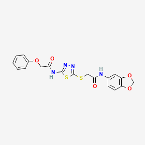molecular formula C19H16N4O5S2 B2961392 N-(benzo[d][1,3]dioxol-5-yl)-2-((5-(2-phenoxyacetamido)-1,3,4-thiadiazol-2-yl)thio)acetamide CAS No. 868973-68-6