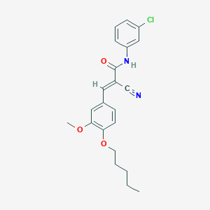 molecular formula C22H23ClN2O3 B2961397 N-(3-chlorophenyl)-2-cyano-3-[3-methoxy-4-(pentyloxy)phenyl]prop-2-enamide CAS No. 380434-55-9