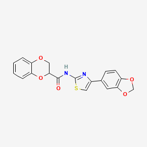 molecular formula C19H14N2O5S B2961467 N-[4-(2H-1,3-benzodioxol-5-yl)-1,3-thiazol-2-yl]-2,3-dihydro-1,4-benzodioxine-2-carboxamide CAS No. 681170-68-3
