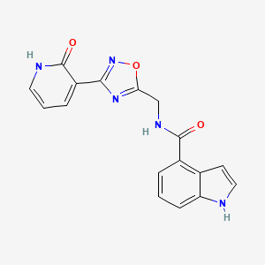 molecular formula C17H13N5O3 B2961473 N-((3-(2-oxo-1,2-dihydropyridin-3-yl)-1,2,4-oxadiazol-5-yl)methyl)-1H-indole-4-carboxamide CAS No. 2034536-82-6