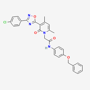molecular formula C30H25ClN4O4 B2961515 N-(4-(benzyloxy)phenyl)-2-(3-(3-(4-chlorophenyl)-1,2,4-oxadiazol-5-yl)-4,6-dimethyl-2-oxopyridin-1(2H)-yl)acetamide CAS No. 1260708-39-1
