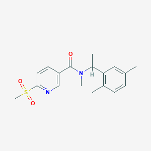 molecular formula C18H22N2O3S B2961519 N-[1-(2,5-Dimethylphenyl)ethyl]-N-methyl-6-methylsulfonylpyridine-3-carboxamide CAS No. 2249293-90-9