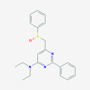 molecular formula C21H23N3OS B2961530 N,N-Diethyl-2-phenyl-6-((phenylsulfinyl)methyl)-4-pyrimidinamine CAS No. 477710-00-2