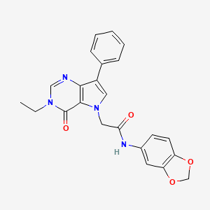 molecular formula C23H20N4O4 B2961542 N-(2H-1,3-benzodioxol-5-yl)-2-{3-ethyl-4-oxo-7-phenyl-3H,4H,5H-pyrrolo[3,2-d]pyrimidin-5-yl}acetamide CAS No. 1251579-56-2