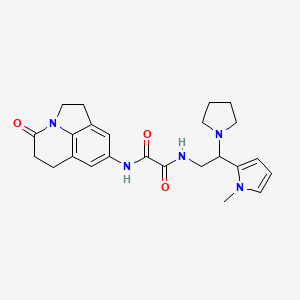 molecular formula C24H29N5O3 B2961564 N'-[2-(1-methyl-1H-pyrrol-2-yl)-2-(pyrrolidin-1-yl)ethyl]-N-{11-oxo-1-azatricyclo[6.3.1.0^{4,12}]dodeca-4,6,8(12)-trien-6-yl}ethanediamide CAS No. 1251613-56-5