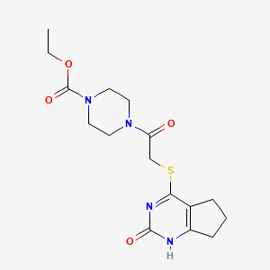 Ethyl 4-[2-[(2-oxo-1,5,6,7-tetrahydrocyclopenta[d]pyrimidin-4-yl)sulfanyl]acetyl]piperazine-1-carboxylate