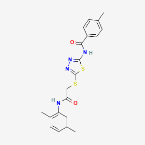 molecular formula C20H20N4O2S2 B2961571 N-(5-((2-((2,5-dimethylphenyl)amino)-2-oxoethyl)thio)-1,3,4-thiadiazol-2-yl)-4-methylbenzamide CAS No. 392295-01-1