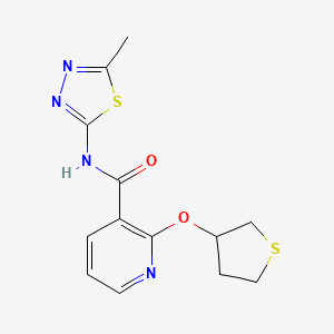 molecular formula C13H14N4O2S2 B2961629 N-(5-methyl-1,3,4-thiadiazol-2-yl)-2-(thiolan-3-yloxy)pyridine-3-carboxamide CAS No. 2034431-06-4