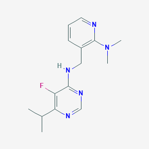 molecular formula C15H20FN5 B2961637 N-{[2-(dimethylamino)pyridin-3-yl]methyl}-5-fluoro-6-(propan-2-yl)pyrimidin-4-amine CAS No. 2415565-83-0