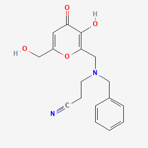 molecular formula C17H18N2O4 B2961641 3-(benzyl{[3-hydroxy-6-(hydroxymethyl)-4-oxo-4H-pyran-2-yl]methyl}amino)propanenitrile CAS No. 865660-01-1