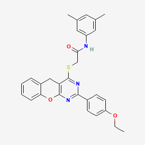 molecular formula C29H27N3O3S B2961643 N-(3,5-dimethylphenyl)-2-{[2-(4-ethoxyphenyl)-5H-chromeno[2,3-d]pyrimidin-4-yl]sulfanyl}acetamide CAS No. 866726-38-7
