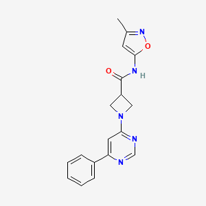 molecular formula C18H17N5O2 B2961653 N-(3-methyl-1,2-oxazol-5-yl)-1-(6-phenylpyrimidin-4-yl)azetidine-3-carboxamide CAS No. 2034619-17-3