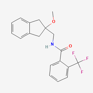 molecular formula C19H18F3NO2 B2961685 N-((2-methoxy-2,3-dihydro-1H-inden-2-yl)methyl)-2-(trifluoromethyl)benzamide CAS No. 2034409-92-0