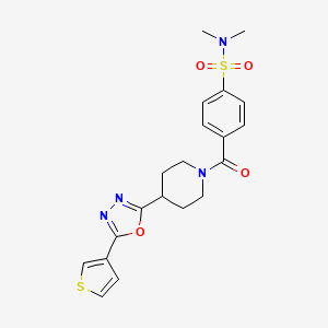 molecular formula C20H22N4O4S2 B2961715 N,N-dimethyl-4-(4-(5-(thiophen-3-yl)-1,3,4-oxadiazol-2-yl)piperidine-1-carbonyl)benzenesulfonamide CAS No. 1448053-20-0