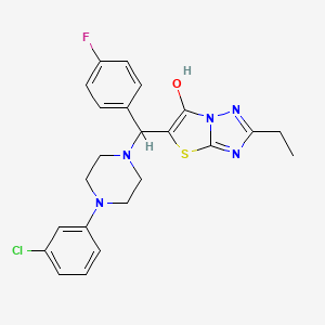 B2961716 5-((4-(3-Chlorophenyl)piperazin-1-yl)(4-fluorophenyl)methyl)-2-ethylthiazolo[3,2-b][1,2,4]triazol-6-ol CAS No. 887219-89-8