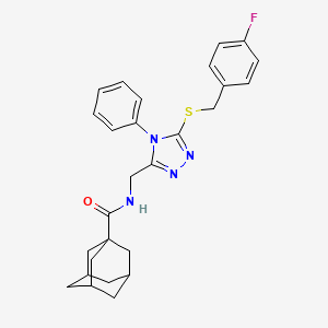 molecular formula C27H29FN4OS B2961743 N-[(5-{[(4-fluorophenyl)methyl]sulfanyl}-4-phenyl-4H-1,2,4-triazol-3-yl)methyl]adamantane-1-carboxamide CAS No. 476452-44-5