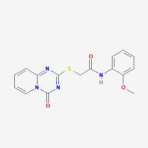 molecular formula C16H14N4O3S B2961754 N-(2-methoxyphenyl)-2-({4-oxo-4H-pyrido[1,2-a][1,3,5]triazin-2-yl}sulfanyl)acetamide CAS No. 896326-69-5