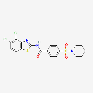 molecular formula C19H17Cl2N3O3S2 B2961755 N-(4,5-dichloro-1,3-benzothiazol-2-yl)-4-(piperidine-1-sulfonyl)benzamide CAS No. 905678-42-4