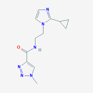 molecular formula C12H16N6O B2961757 N-(2-(2-cyclopropyl-1H-imidazol-1-yl)ethyl)-1-methyl-1H-1,2,3-triazole-4-carboxamide CAS No. 2034452-17-8