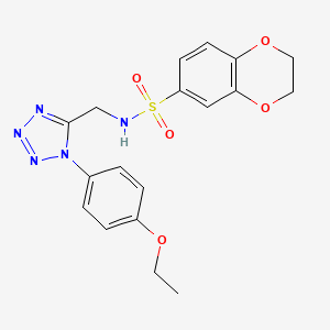 molecular formula C18H19N5O5S B2961765 N-((1-(4-ethoxyphenyl)-1H-tetrazol-5-yl)methyl)-2,3-dihydrobenzo[b][1,4]dioxine-6-sulfonamide CAS No. 941875-13-4