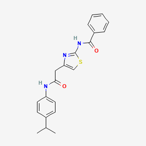 molecular formula C21H21N3O2S B2961794 N-[4-({[4-(propan-2-yl)phenyl]carbamoyl}methyl)-1,3-thiazol-2-yl]benzamide CAS No. 946304-62-7