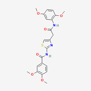 molecular formula C22H23N3O6S B2961807 N-(4-{[(2,5-dimethoxyphenyl)carbamoyl]methyl}-1,3-thiazol-2-yl)-3,4-dimethoxybenzamide CAS No. 1005308-36-0