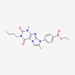 Ethyl 4-(3-butyl-1,7-dimethyl-2,4-dioxo-1,3,5-trihydro-4-imidazolino[1,2-h]pur in-8-yl)benzoate