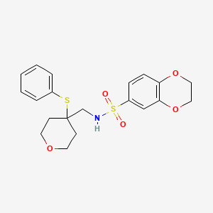 N-((4-(phenylthio)tetrahydro-2H-pyran-4-yl)methyl)-2,3-dihydrobenzo[b][1,4]dioxine-6-sulfonamide