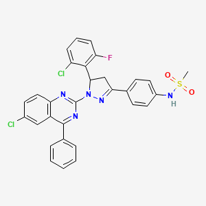 molecular formula C30H22Cl2FN5O2S B2961830 N-{4-[1-(6-chloro-4-phenylquinazolin-2-yl)-5-(2-chloro-6-fluorophenyl)-4,5-dihydro-1H-pyrazol-3-yl]phenyl}methanesulfonamide CAS No. 865616-52-0