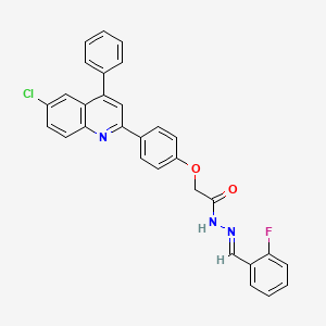 (E)-2-(4-(6-chloro-4-phenylquinolin-2-yl)phenoxy)-N'-(2-fluorobenzylidene)acetohydrazide