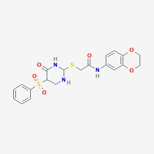 2-{[5-(benzenesulfonyl)-6-oxo-1,6-dihydropyrimidin-2-yl]sulfanyl}-N-(2,3-dihydro-1,4-benzodioxin-6-yl)acetamide