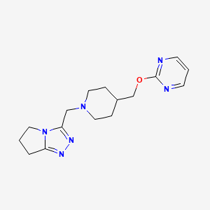 molecular formula C16H22N6O B2961853 2-{[1-({5H,6H,7H-pyrrolo[2,1-c][1,2,4]triazol-3-yl}methyl)piperidin-4-yl]methoxy}pyrimidine CAS No. 2380060-02-4